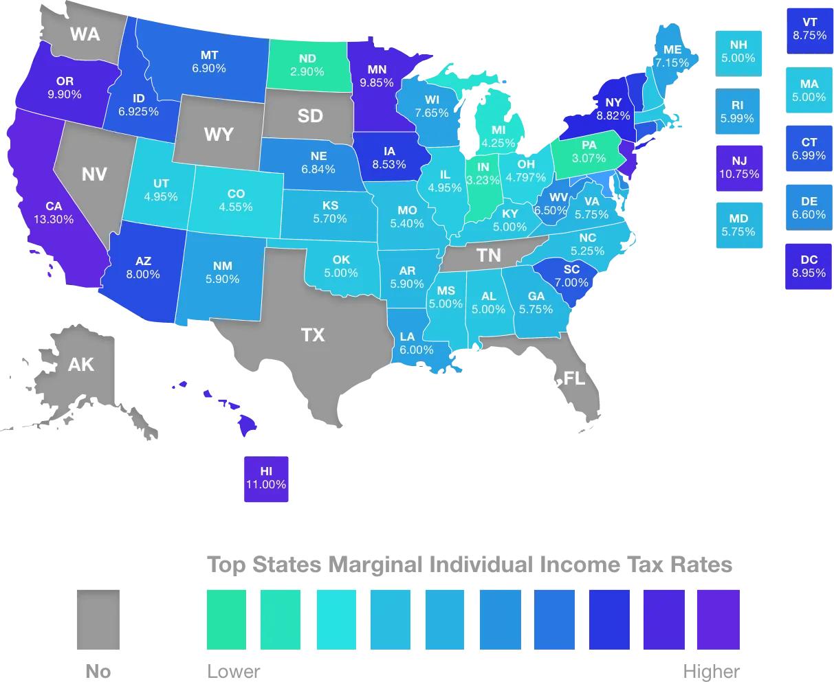 State tax rate map