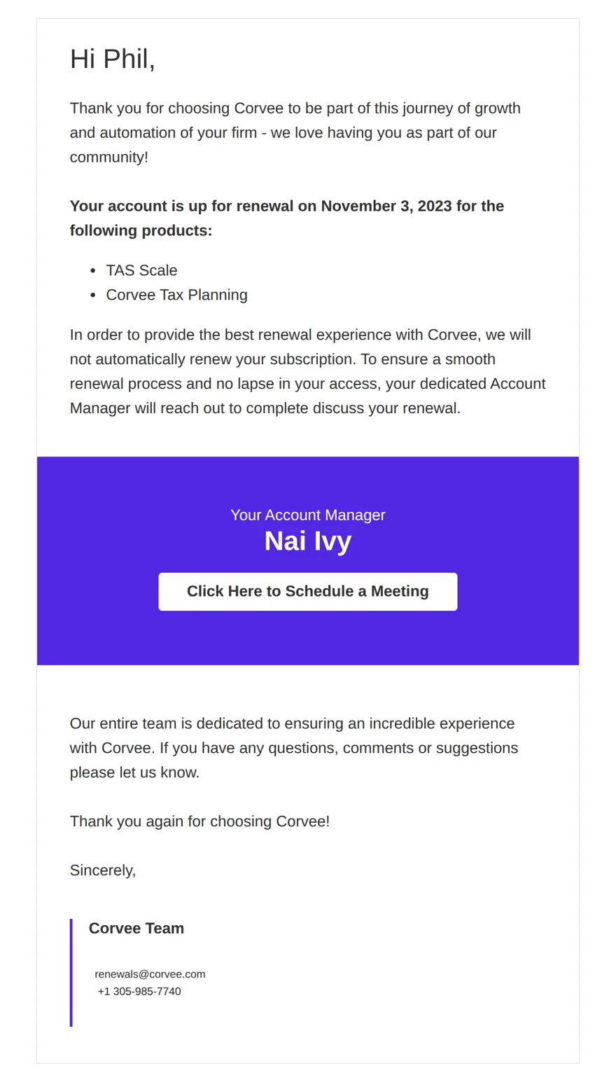 Renewal emails