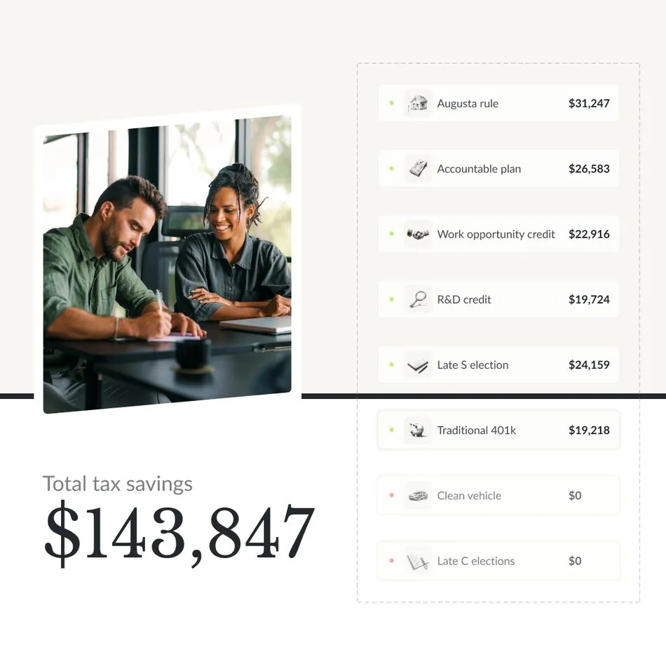 Tax savings, fast